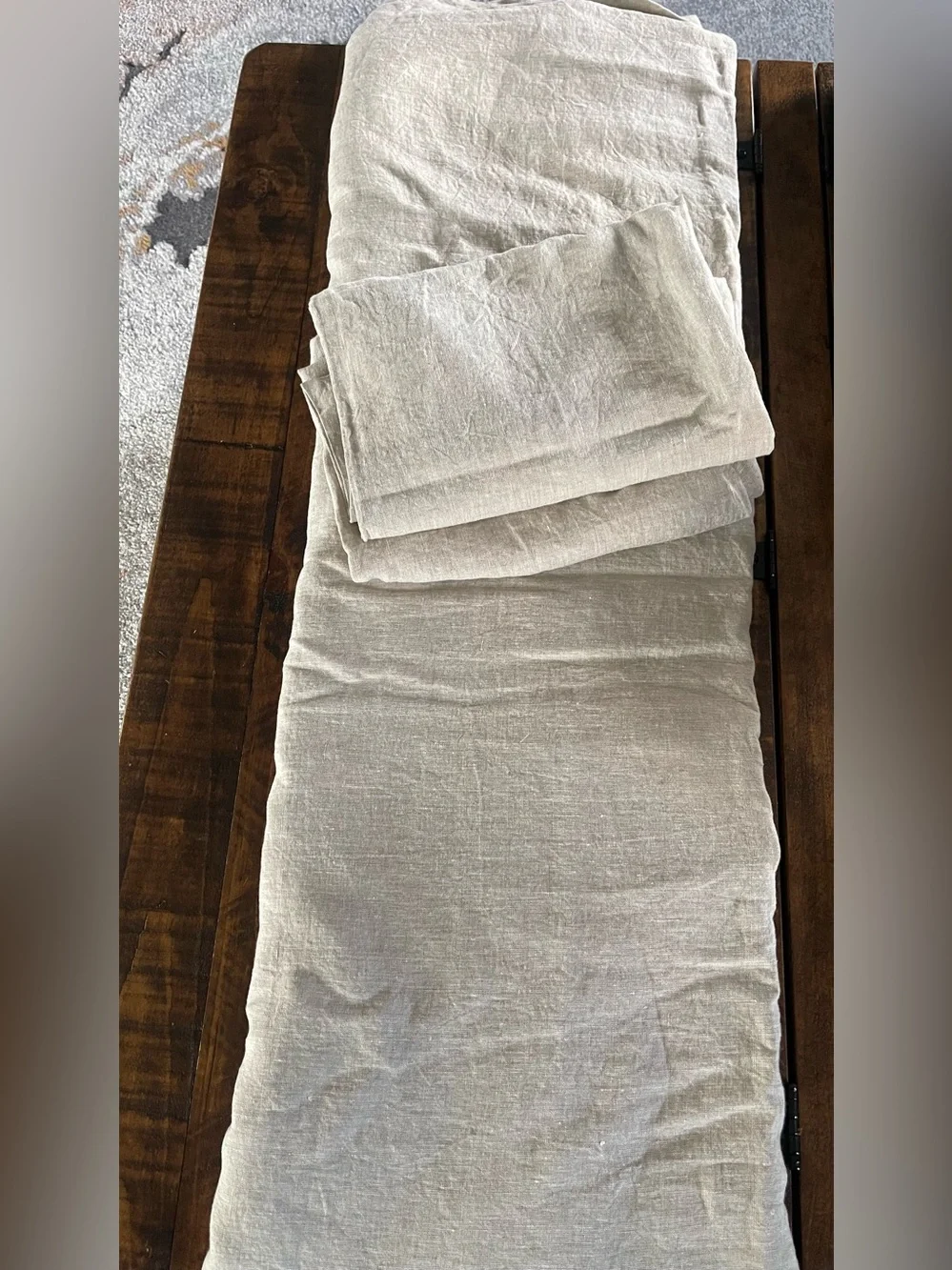 NWOT Quince European Linen Chambray 3 Pc Duvet Cover Set, Full/Queen (Natural)